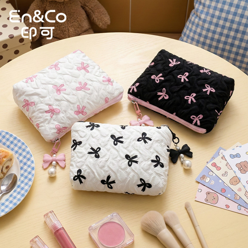 Cross-Border Bow Cosmetic Bag, High-Looking Coin Purse Storage Bag, Cute Cosmetic Bag, Large Capacity High-End Bag