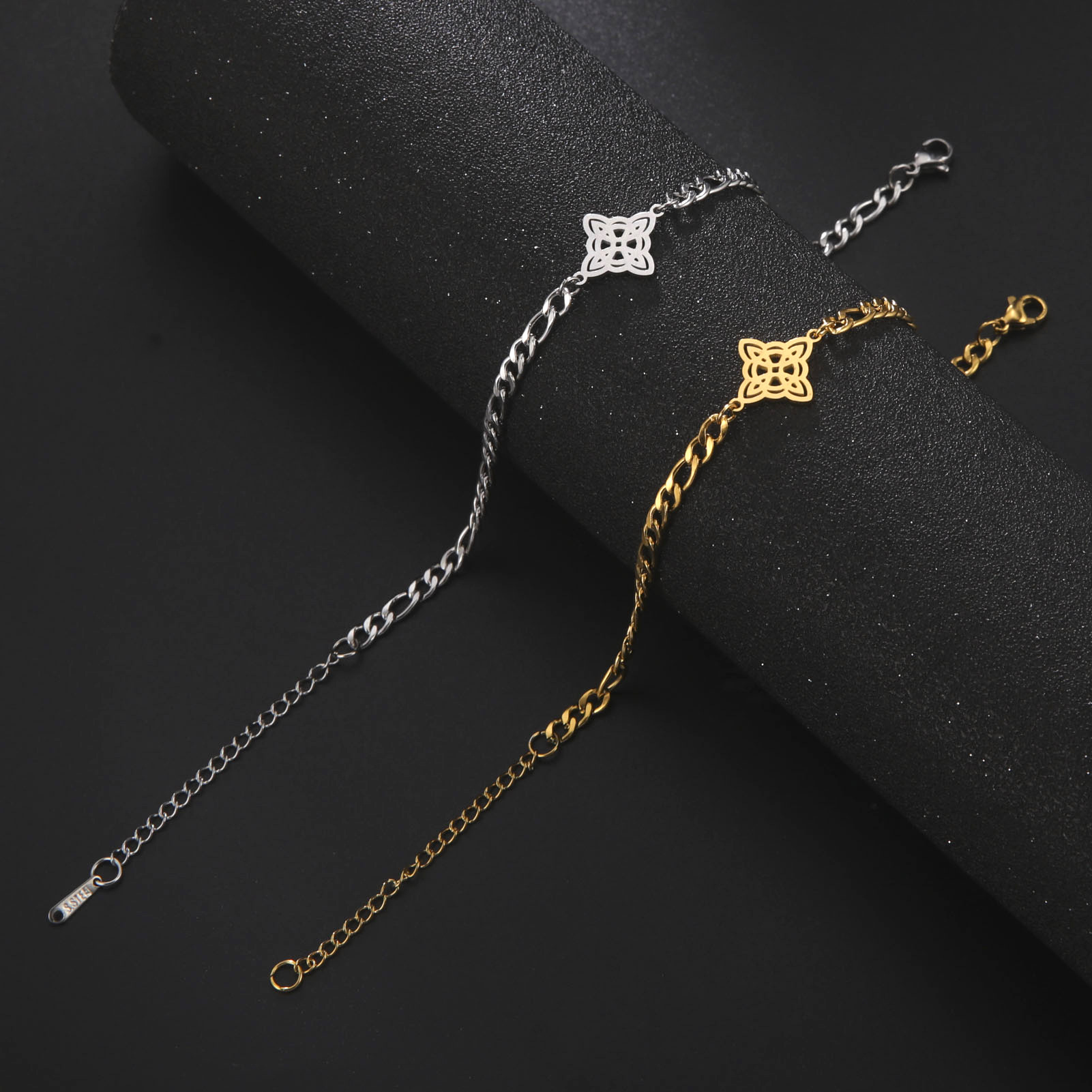 13g Weight Vintage Style Simple Style Witch Knot Solid Color Stainless Steel Plating Hollow Out Bracelets