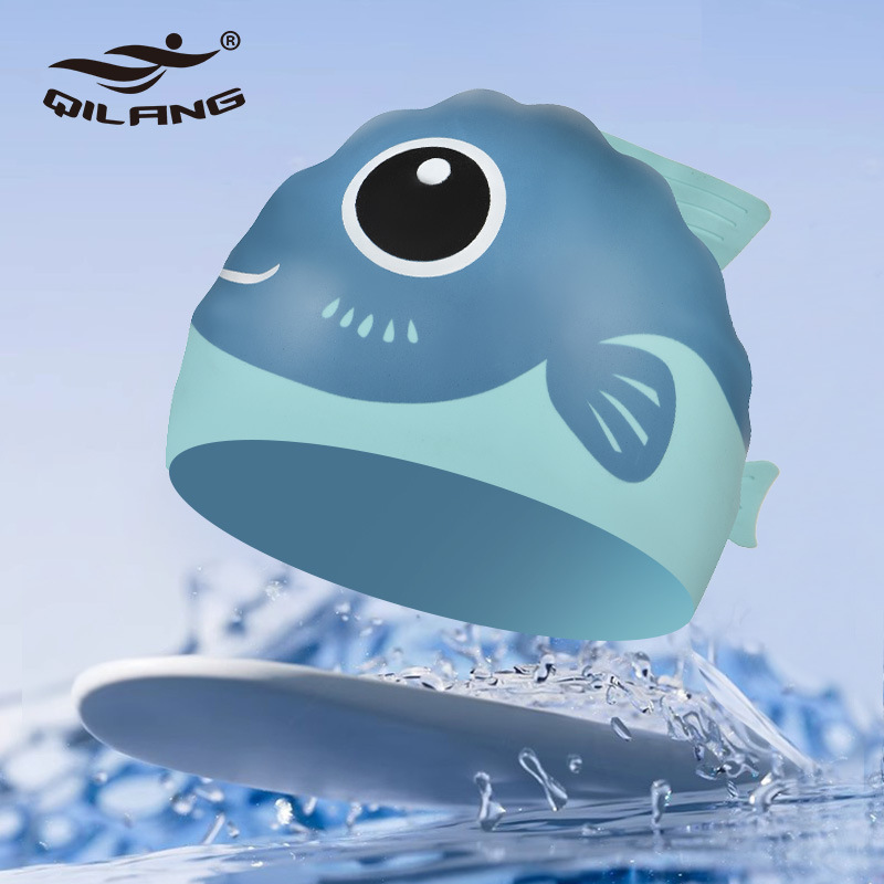 Sombreros de baño para niños impermeables para niños no estrangular lindos sombreros impermeables de silicona de dibujos animados sombreros de baño para bebés protectores de oído profesionales