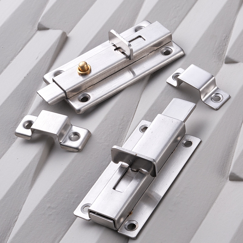 Stainless steel automatic spring toggle door handle anti-theft door stop for bathroom door with thick self-returning door stop