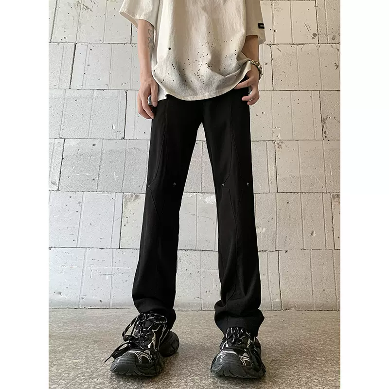 夏季休闲西装裤子男韩版宽松百搭潮牌bf港风纯色简约拖地阔腿西裤