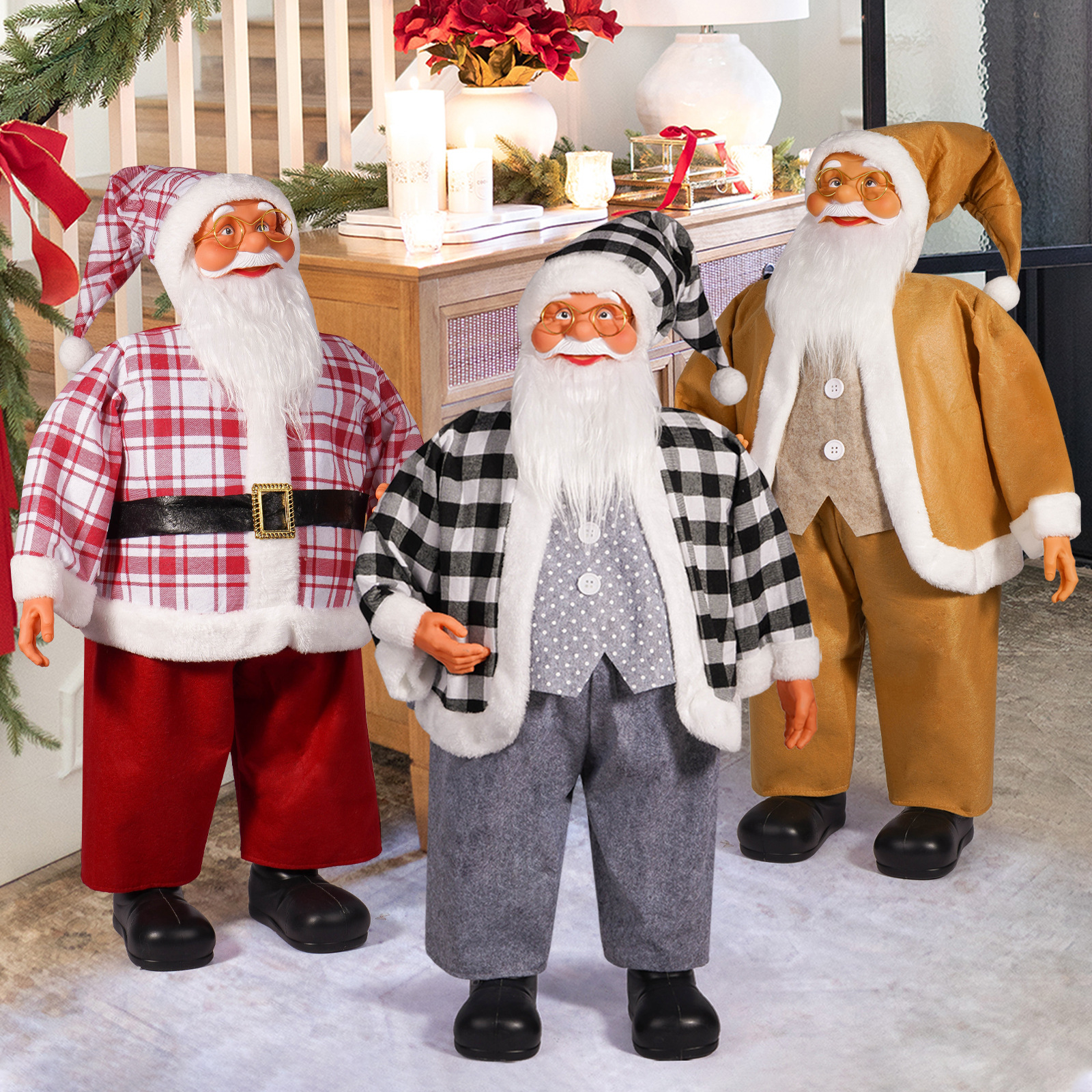 Navidad transfronteriza de 31 pulgadas Santa decoraciones grandes creativas decoraciones verdaderas adorables decoraciones navideñas