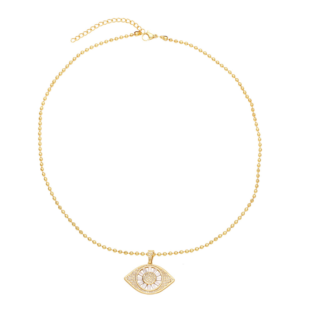 fashion hip-hop devilu0027s eye pendant copper gold-plated inlaid zircon necklace