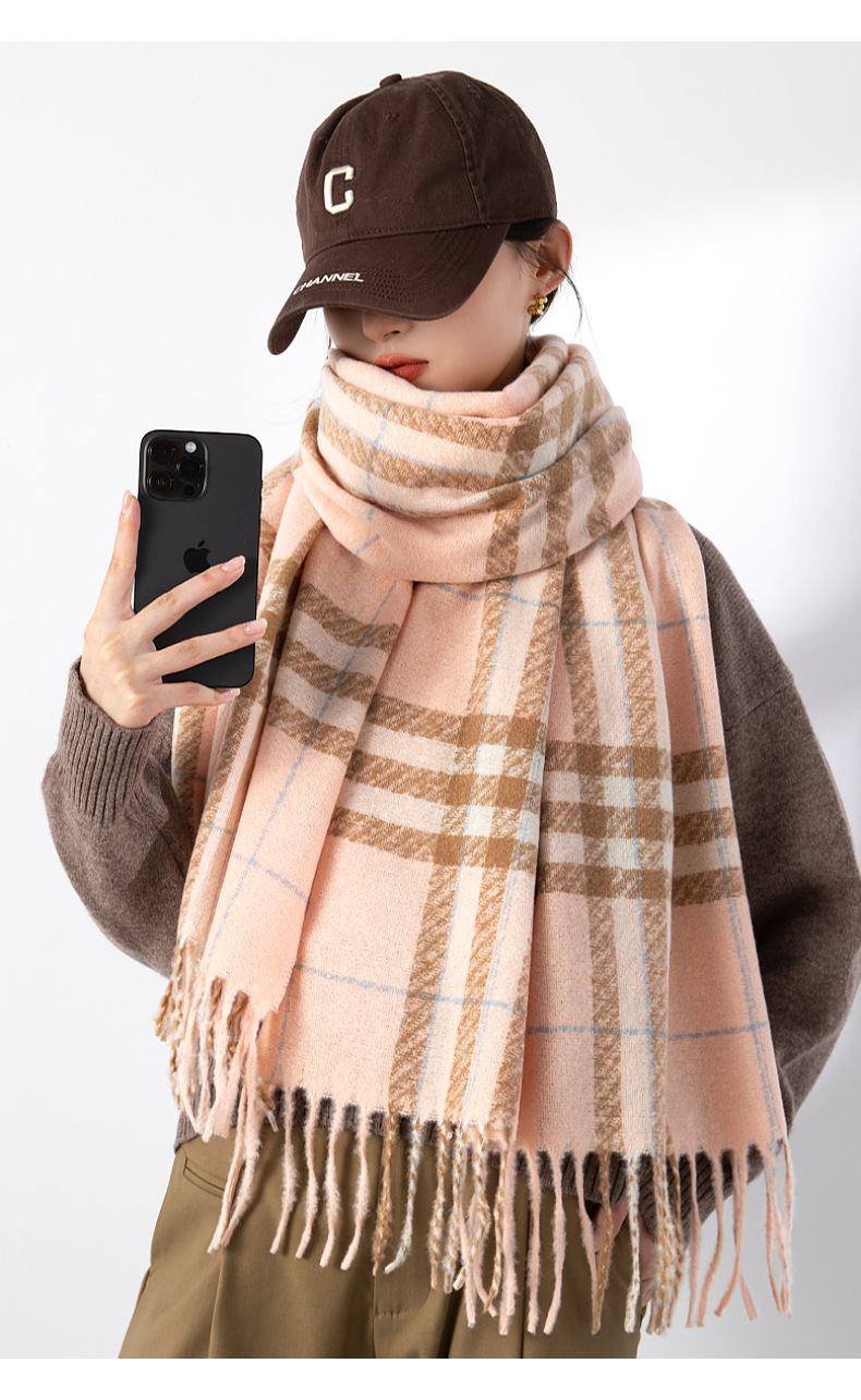 Femmes Style Simple Plaid Imitation Cachemire Foulard display picture 3