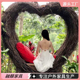 景区拍照椅落地鸟巢秋千悬挂公园打卡椅座椅摄影商场室外装饰景点