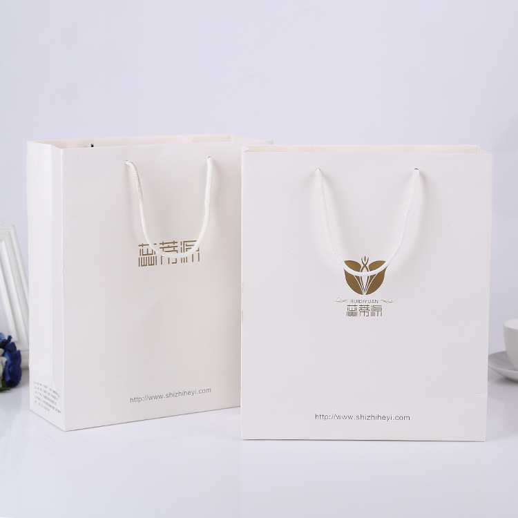 批发纯色白卡纸加厚手提纸袋牛皮纸礼品纸袋子印logo伴手礼定制