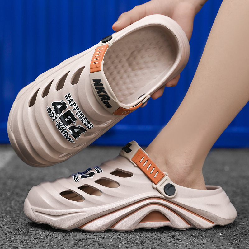 Zapatos de verano para hombres, zapatillas de cabeza de bolsillo para hombres, sandálias antideslizantes, tamaño 46 zapatillas de playa casuales.