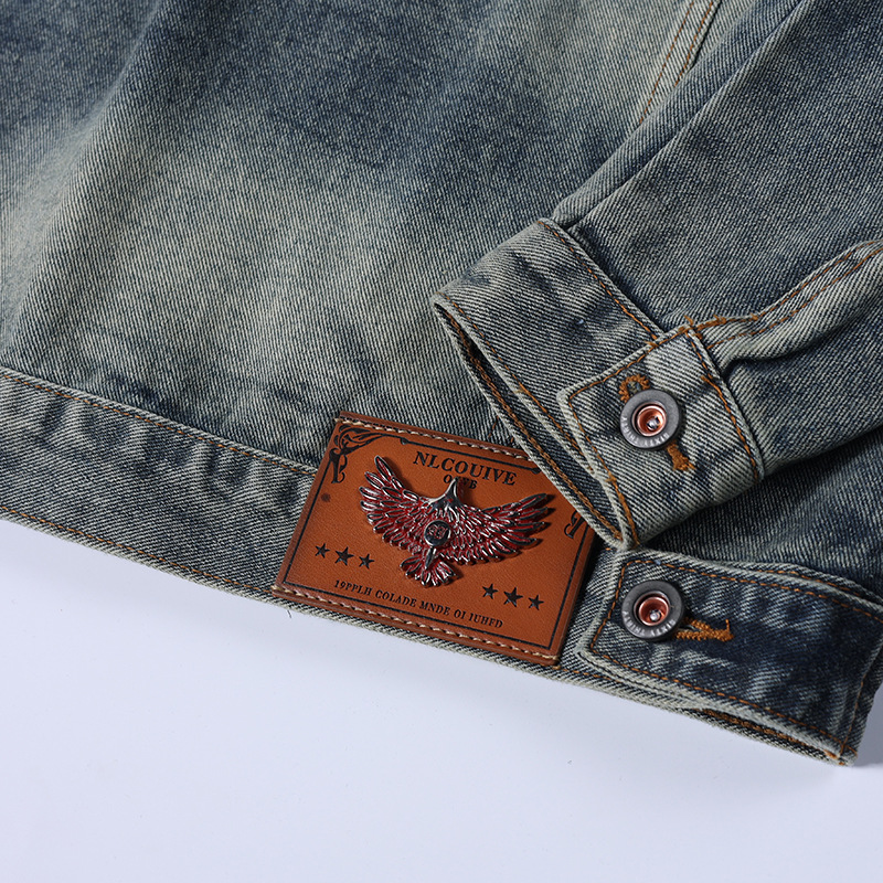 Giacca di jeans uomo classica retro ampia con colletto a revers_voghion.com