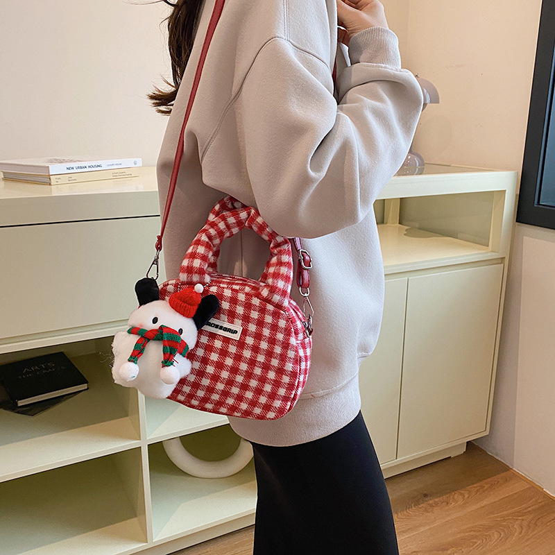 2024 nuevo nicho de otoño y invierno bolsos de mujer dulce bolsos de hombro frescos bolsos de mano bolsos de peluche de Navidad lindos