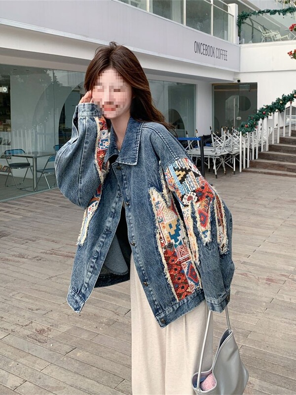 碎花刺绣牛仔外套女春秋2025新款甜酷炸街美式小众夹克上衣流票多|undefined