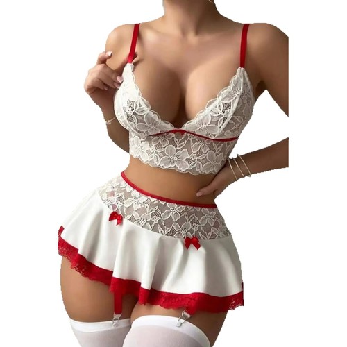 AliExpress Cross-border Romantic Lace Skirt Set Women's Teasing Miniskirt Maid Costume