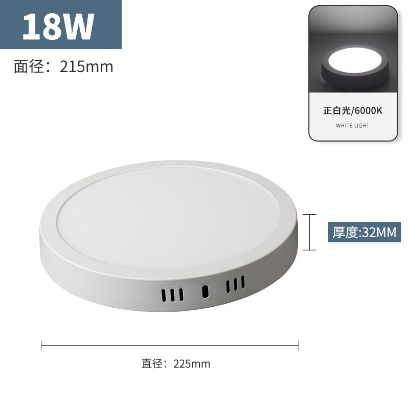 led明装筒灯超薄三色圆形方型阳台卧室过道厨卫灯免开孔厨房灯|undefined