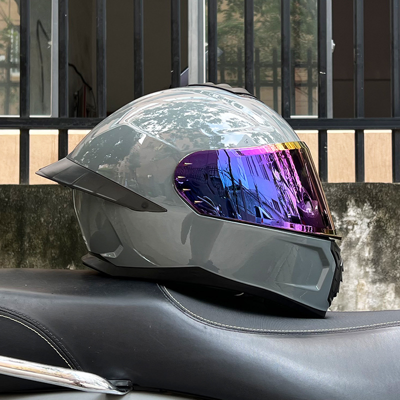 Casco de Motocicleta Certificado ORZ3c para Hombre y Mujer, Casco Integral de Doble Lente, Alerón Trasero Personalizado de Verano, Estilo Semi-Integral con Bluetooth