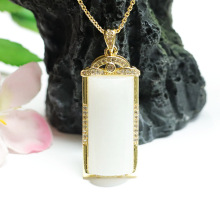 眷钰 和田玉白玉方无事牌平安吊坠珠宝玉石玉器项链直播福利代发