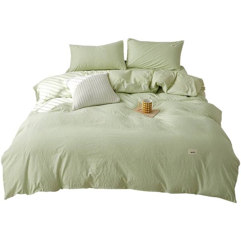 ins супермягкий комплект из чистого хлопка из четырех предметов класса А кремовый стиль чистый цвет хлопок двойная комбинация обнаженный сон стираный хлопок простыни пододеяльник три предмета