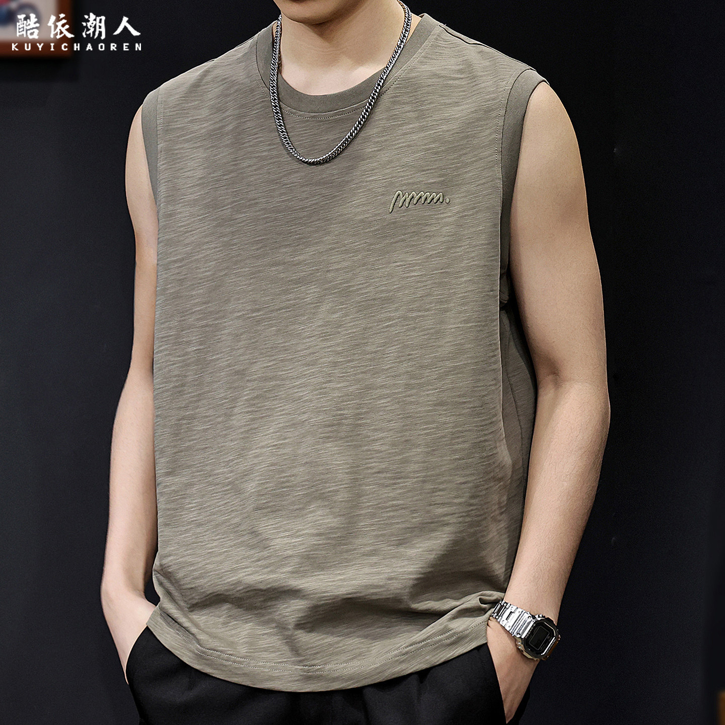 Men's bamboo-joint vest, summer 2026 new style, sleeveless T-shirt, fitness running, plus size clothing, trendy outerwear.