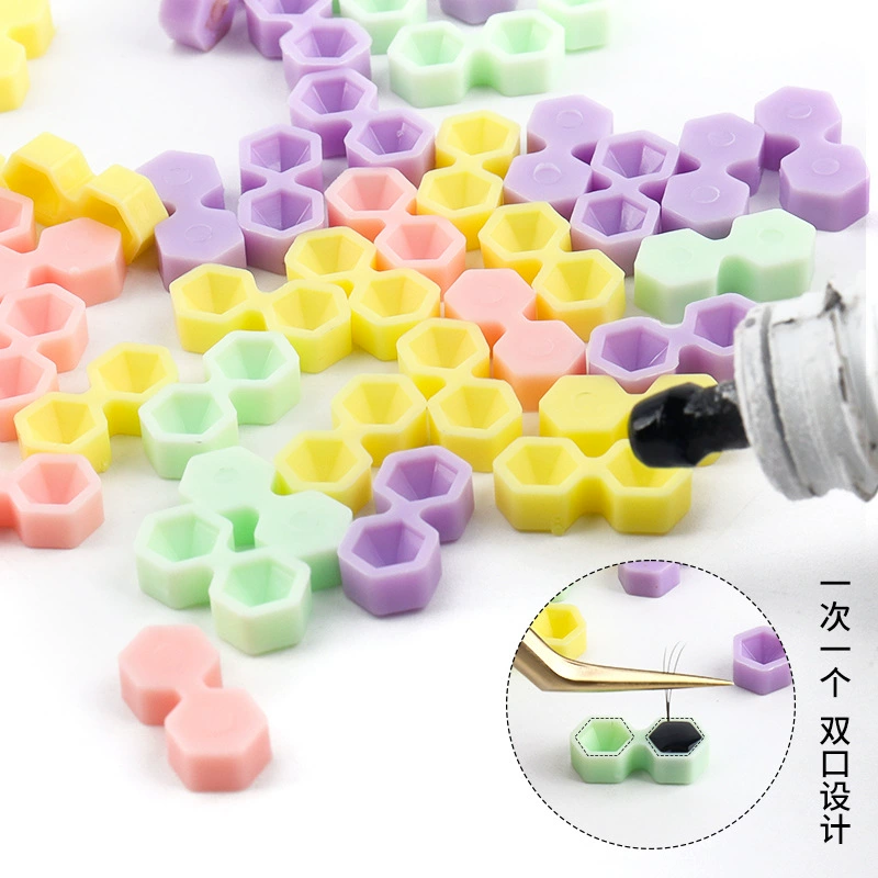 Eyelash Glue Dots — Single‑Use Micro Glue Cups, ~200 pcs Pack, Pastel Colors (Pink/Green/Purple/Yellow)