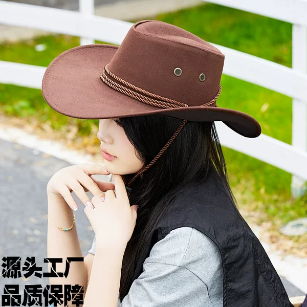 Western Cowboy Hat Factory Wholesale Large-Brimmed Sun Protection Hats Beach and Grassland Tourist Hats Cowboy Hats