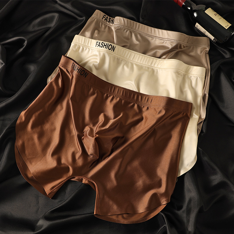 Satin Men's Ice Silk Underwear 3D Die-Cast One-Piece Seamless U-Convex Boxer Briefs Light and Breathable Large Size Arrow Pants