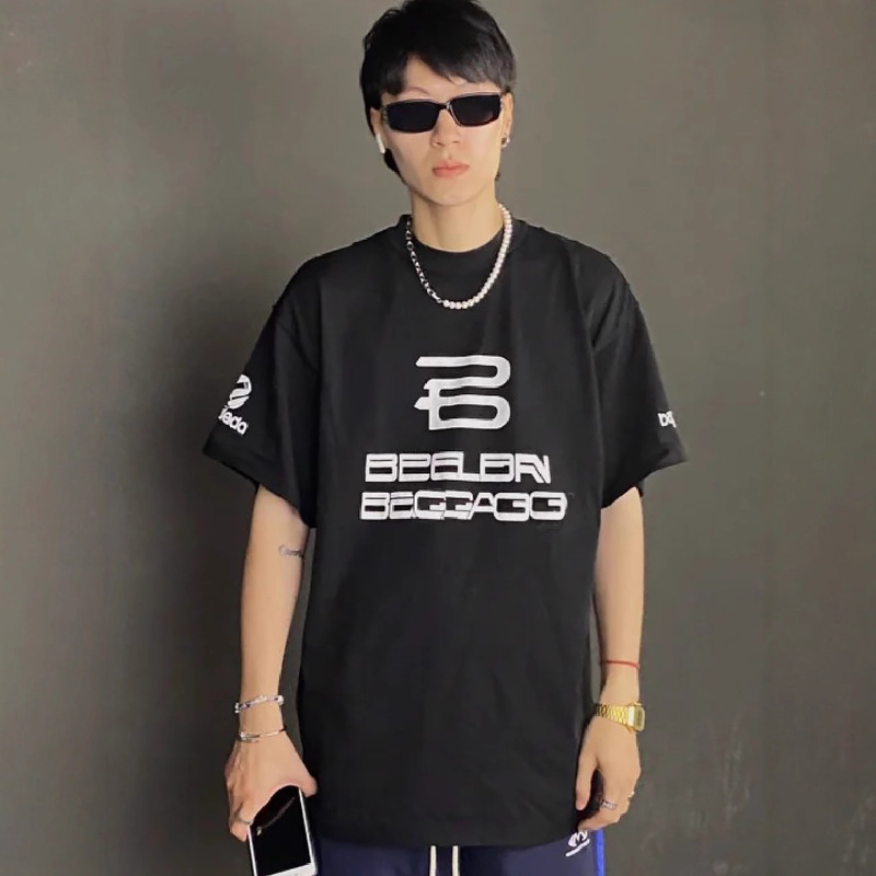Correct Version of Paris T-Shirt Men's Ai Printed Round Neck Short-Sleeved Shirt B's Men's and Women's Loose Family Pure Cotton Short-Sleeved T-Shirt Correct Version of Paris T-Shirt Men's Ai Printed Round Neck Short-Sleeved Shirt B's Men's and Women's Loose Family Pure Cotton Short-Sleeved T-Shirt