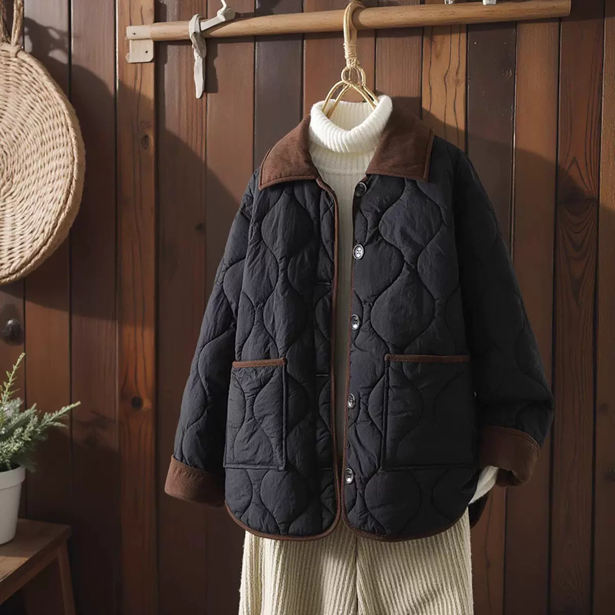 大码女装秋冬装正肩棉服女新款240斤加厚胖妹妹棉衣外套宽松3468