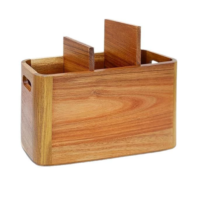 Wooden storage box for home use, kitchenware from natural wood