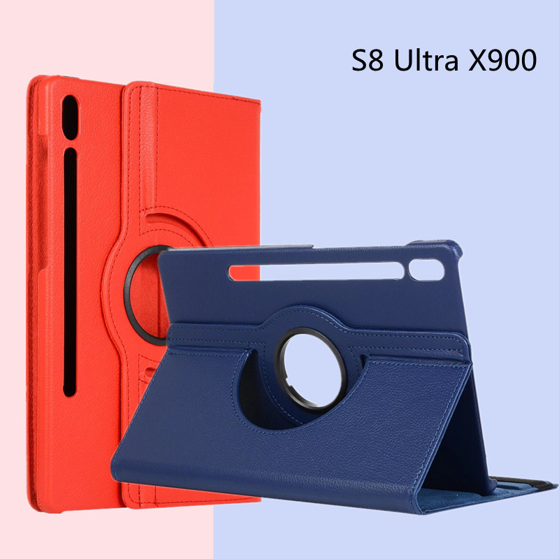 Suitable for Samsung tab S8 Ultra leather case x900 protective case rotating 14.6 bracket x906 back case after sleep