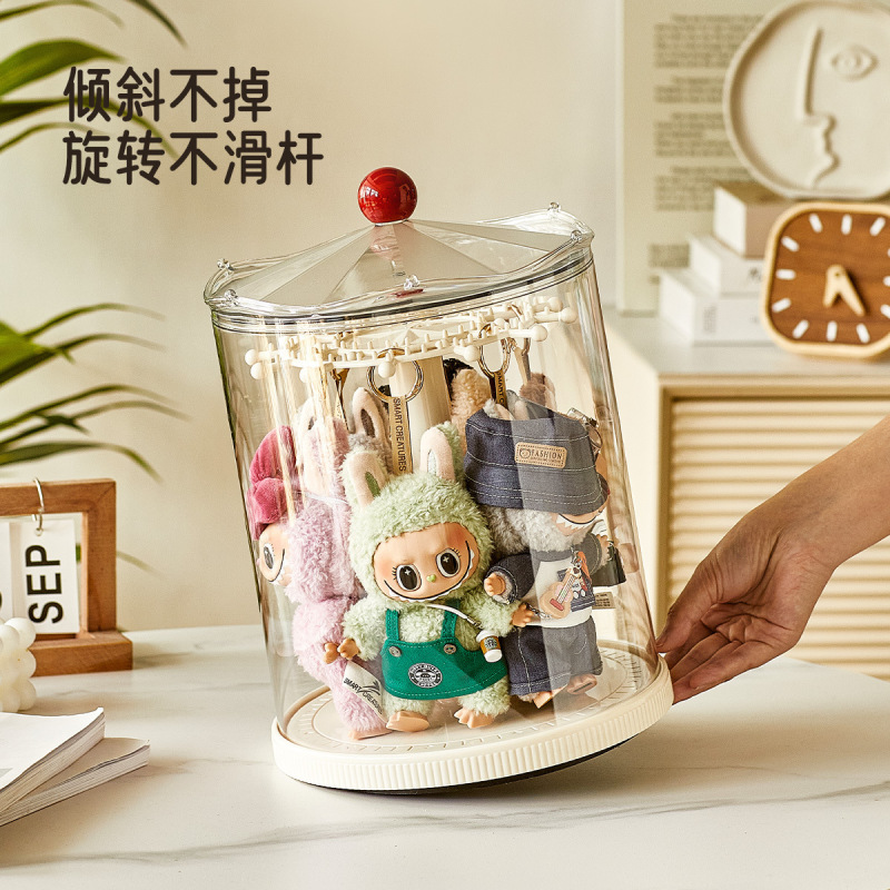 旋转盲盒展示架挂式收纳泡泡玛特手办防尘罩桌面玩偶摆件置物架|undefined