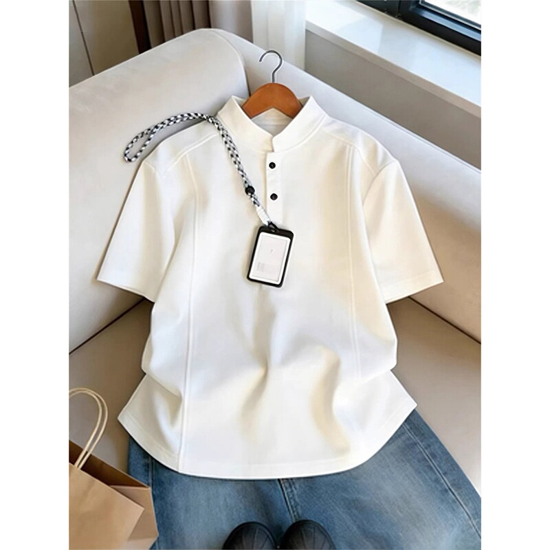 Cross-Border American-Style Regular Shoulder Henley Shirt Short-Sleeve Men's Summer Cleanfit White Inner Layer Cool Men's Top T-Shirt Cross-Border American-Style Regular Shoulder Henley Shirt Short-Sleeve Men's Summer Cleanfit White Inner Layer Cool Men's Top T-Shirt