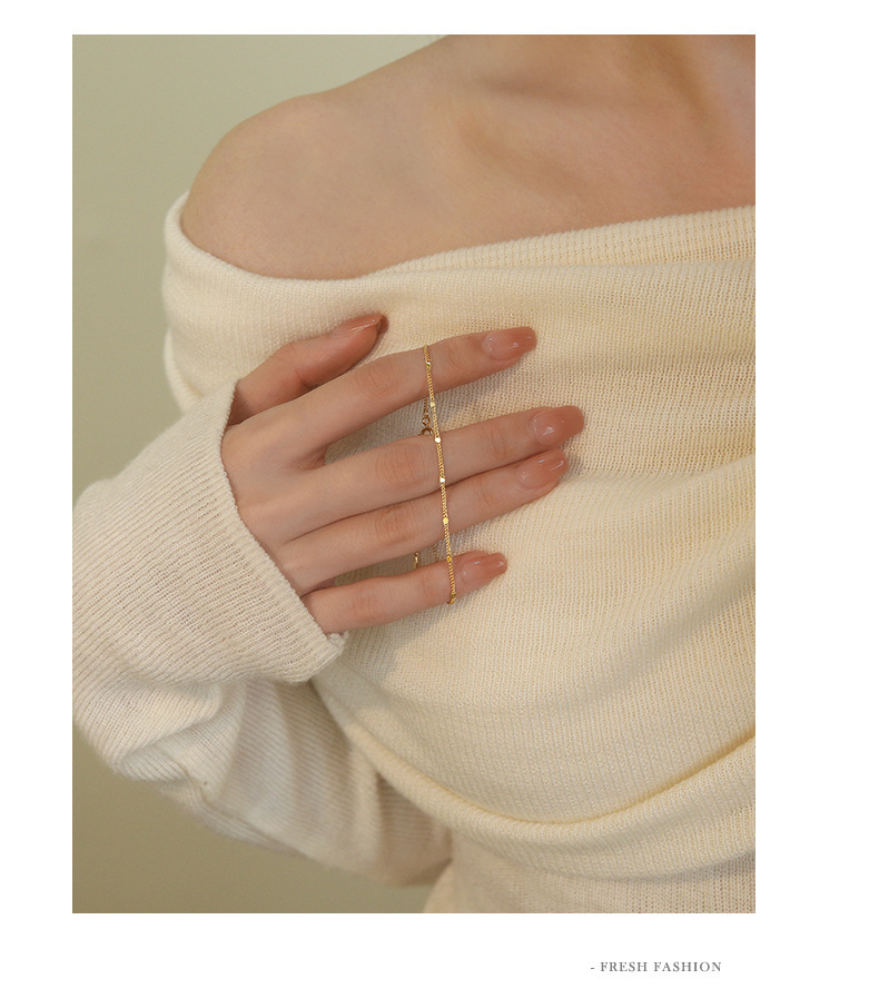 Damenarmband Aus Sterling-silber Mit Runden Glitzerperlen_voghion.com