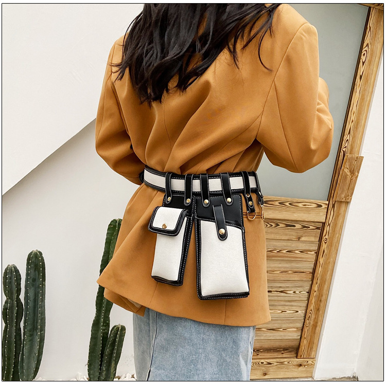 Fashion Bungee Mobile Phone Vertical Hit Color Waist Bag display picture 8