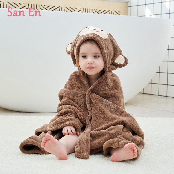coral velvet children's bathrobe with hood