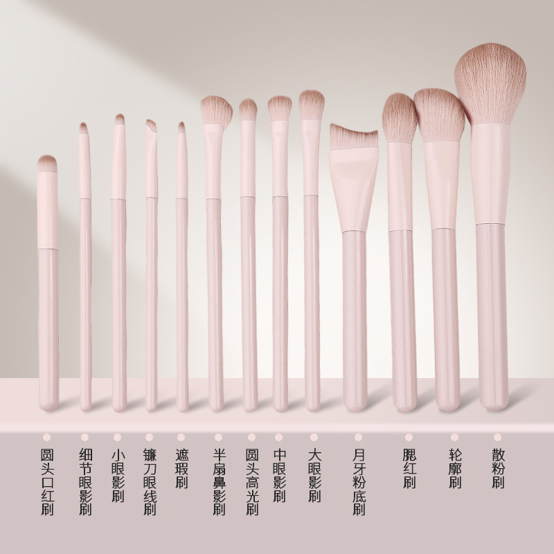 Pink Peach Makeup Brush Set, Eye Shadow, Blush, Contouring, Nose Shadow, Concealer, Complete Set of Novice Brushes for Beginners