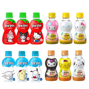 South Korea Imported Guangdong Corn Barley Tea Drink Sanrio Melody Kuromi Cute Small Bottle 200ml