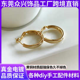 轻奢高级感适合方圆脸秋冬耳饰金色素圈耳耳环小众特圈圈方圆脸