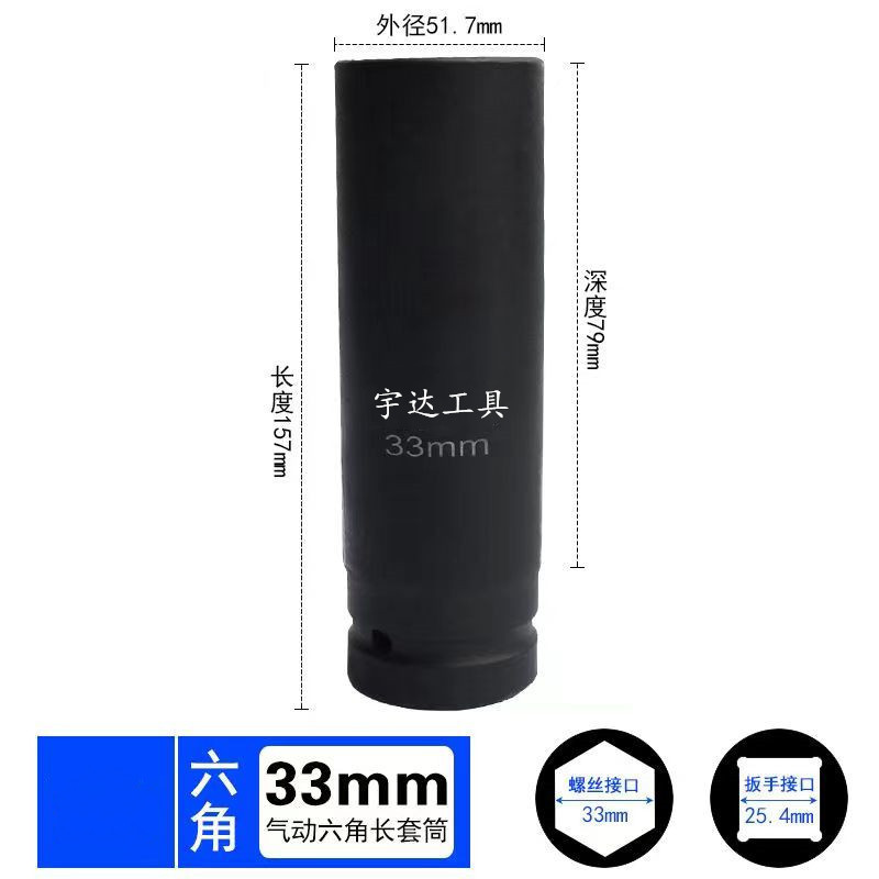 卸売在庫 1inch 長尺エアガン用ヘッド 160mm ヘビーデューティーソケットヘッド 25mm 六角ソケット 大型エアガン用ソケットセット|undefined