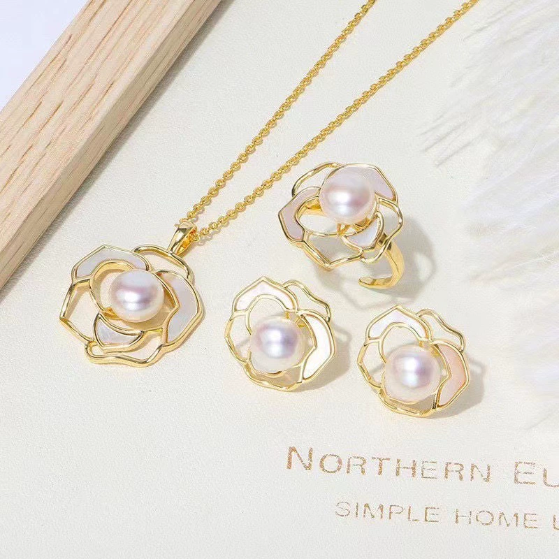 Легкие Роскошные универсальные серьги с французской белой камелией, браслет, ожерелье, комплект из трех предметов, Женский сказочный жемчуг, декоративная цепочка на ключицу