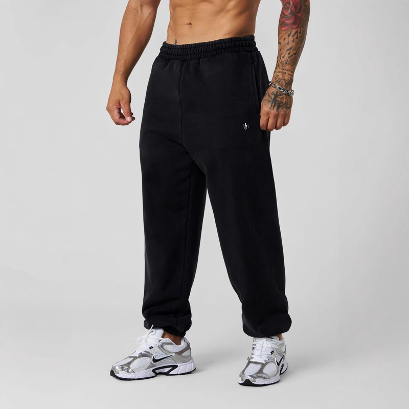 Youngla New Men's Sports Pants Muscle Fitness Jogging Long Pants Cotton Jogger Mid-Waist Casual Pants