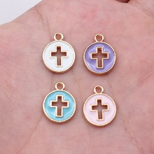 15x12mm 0.7g厂家直销滴油圆环十字架配件 DIY饰品配件头饰耳饰