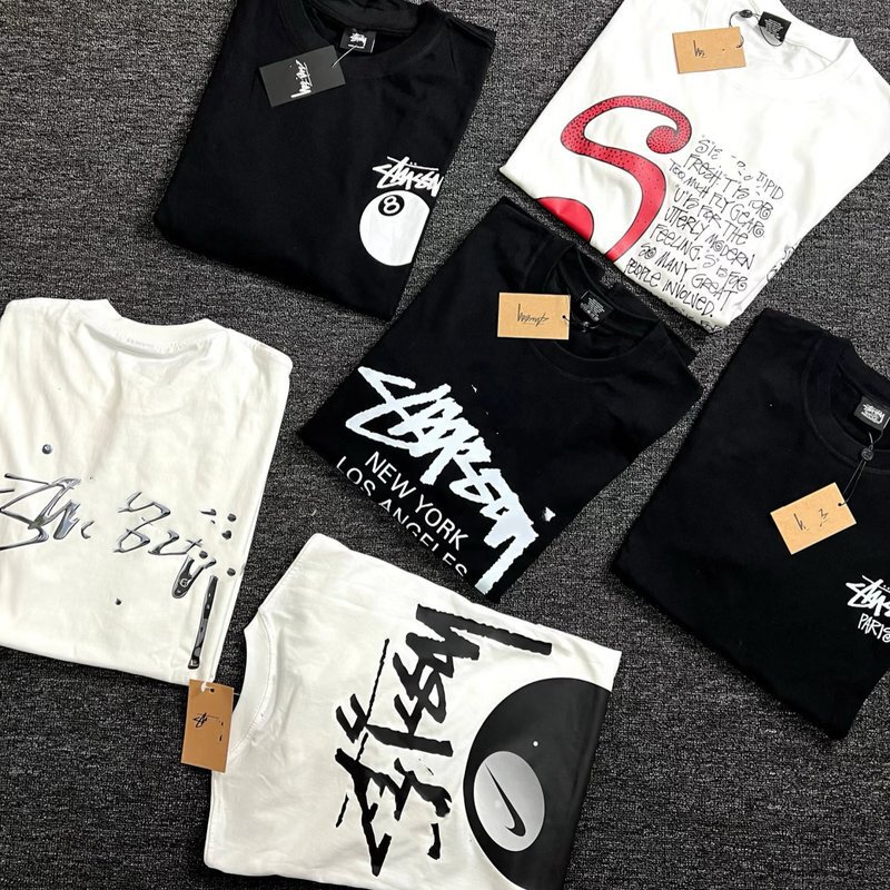 25Ss Short-Sleeved T-Shirt American Trendy Brand Cross-Border High-Quality Stu Collection Style Short-Sleeved