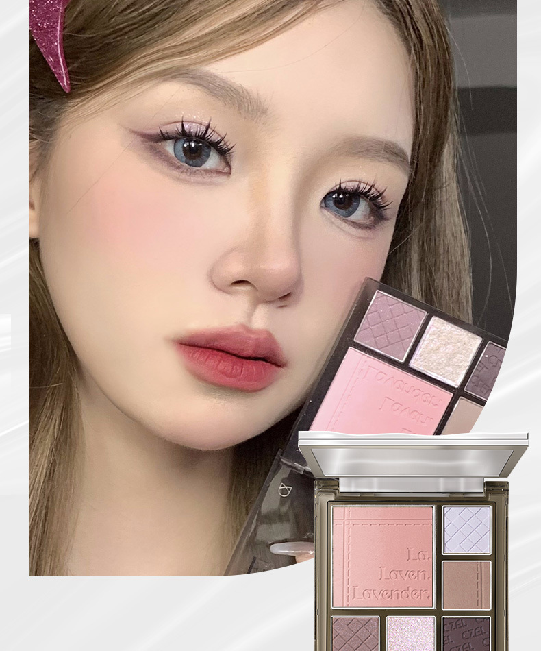 CZEL's new multi-functional eyeshadow palette, blush, highlighter contouring, earth tone one-piece set, blue, less likely to smudge undefined