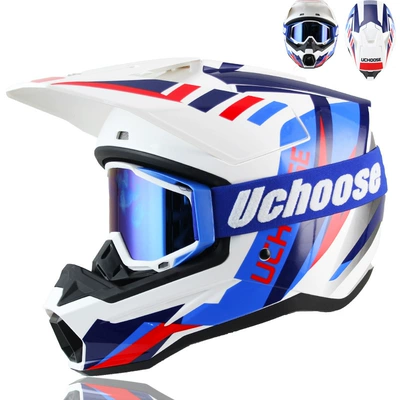 Motorcycle Safety Supplies — Downhill Bicycle Safety Helmet - white-thunder-02-goggles-xs