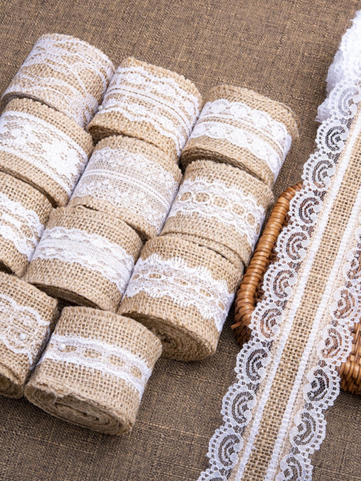 麻布布带宽麻绳条幼儿园环创手工辅料DIY花朵蕾丝材料花边装饰