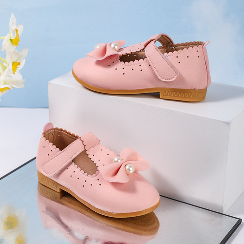 Princess Shoes with Butterfly Bow for Girls 2026 Spring and Autumn New White Leather Shoes for Little Girls, Paired with Skirts, Soft Sole Children's Single Shoes