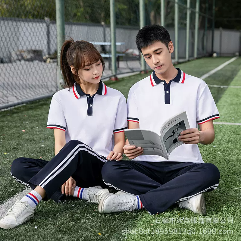 新款班服套装夏季中学生短袖初中高中白色校服运动会男女体操服