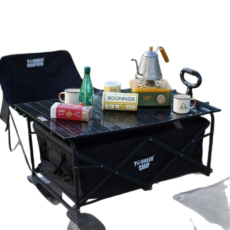 Yingke Outdoor Foldable Camp Picnic Trailer Camping Hand Pull Rod Small Push Cart_voghion.com