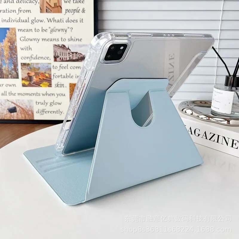 Suitable for iPad Protective Case with 360-Degree Rotating Acrylic and Pen Slot, 11inch Pro Anti-Bending Air4/5 Book-Style