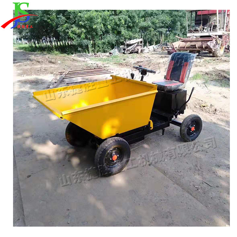 Camión volquete eléctrico coche de cuatro ruedas camión de tracción de ceniza eléctrica sitio de construcción frente giro mortero camión de transporte