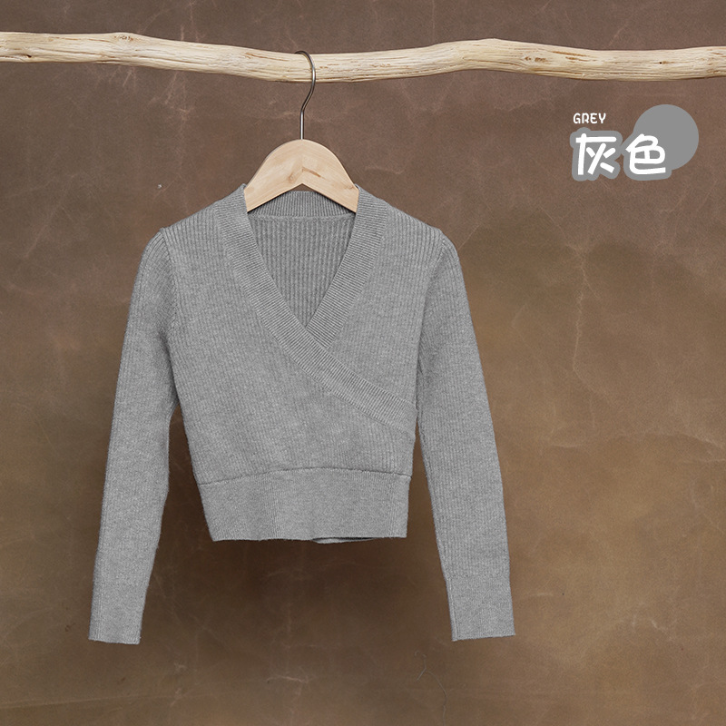 Ropa de baile para niños, ropa de entrenamiento de otoño e invierno, chaqueta cálida de manga larga de punto sin cordones, chal de baile para niñas