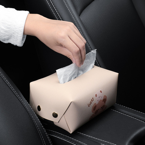 Car tissue box cute cartoon spring support seat back hanging tissue box car seat back hanging tissue bag